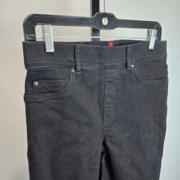 Spanx Ankle Skinny Pull On Denim Jeans Tummy Control Black Grunge Emo Medium - Picture 2 of 7